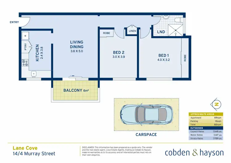 Floorplan of Homely apartment listing, 14/4 Murray Street, Lane Cove NSW 2066