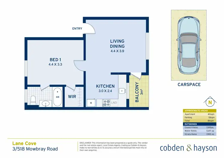 Floorplan of Homely apartment listing, 3/518 Mowbray Road West, Lane Cove NSW 2066