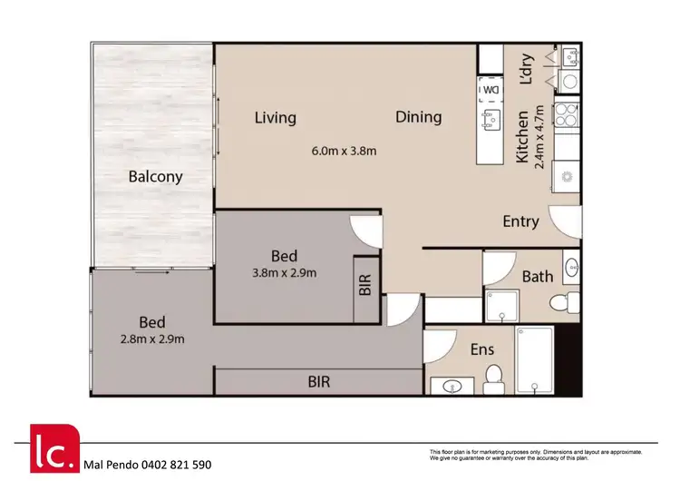 Floorplan of Homely apartment listing, Level 9/43/2729-2733 Gold Coast Highway, Broadbeach QLD 4218