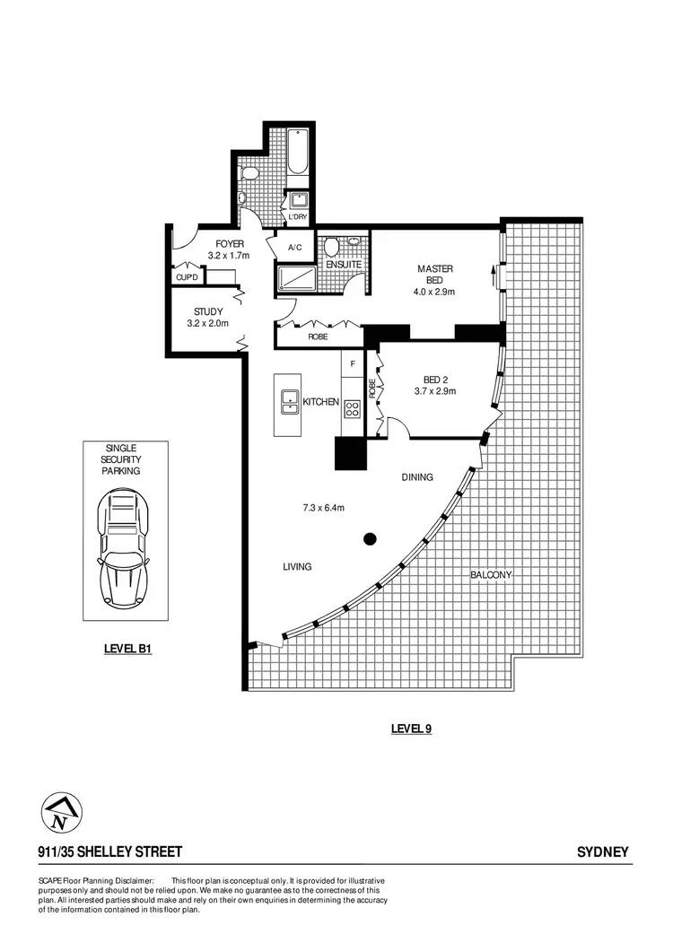 Floorplan of Homely apartment listing, 911/35 Shelley Street, Sydney NSW 2000