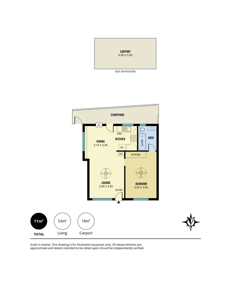 Floorplan of Homely unit listing, 1/9 Pine Avenue, Glenelg North SA 5045