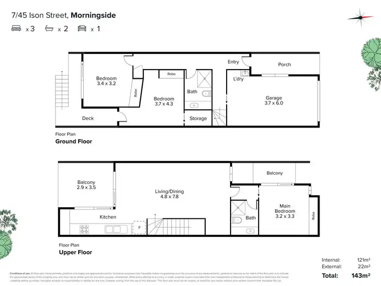 Floorplan of Homely townhouse listing, 7/43-45 Ison Street, Morningside QLD 4170