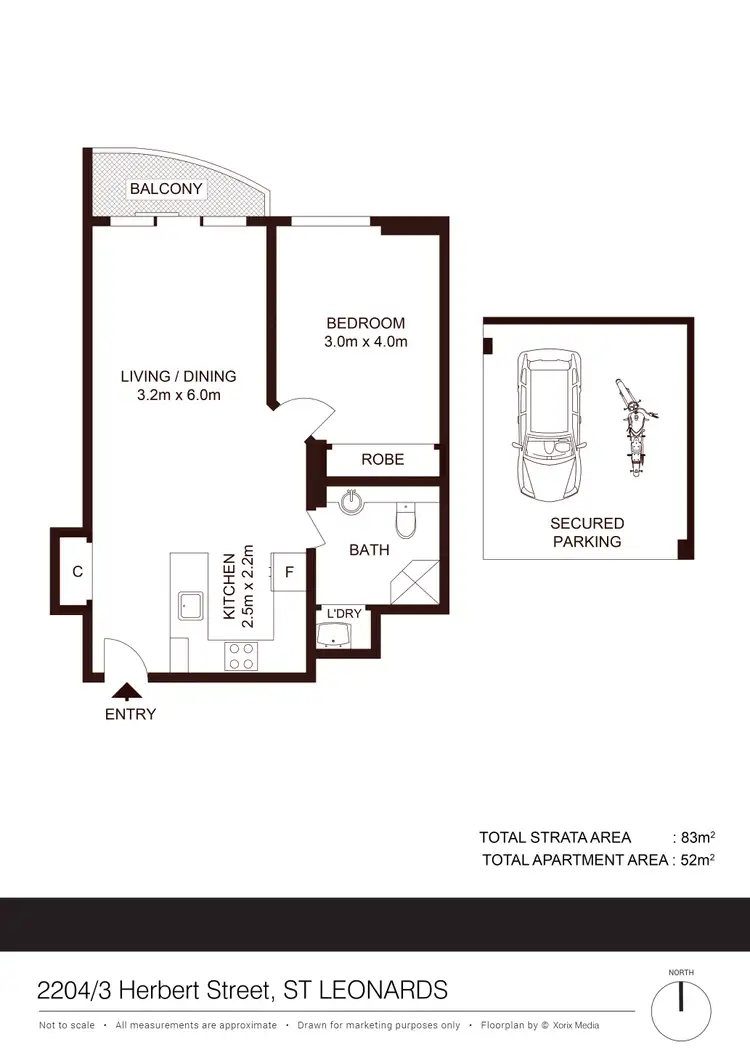 Floorplan of Homely apartment listing, 2204/3 Herbert Street, St Leonards NSW 2065