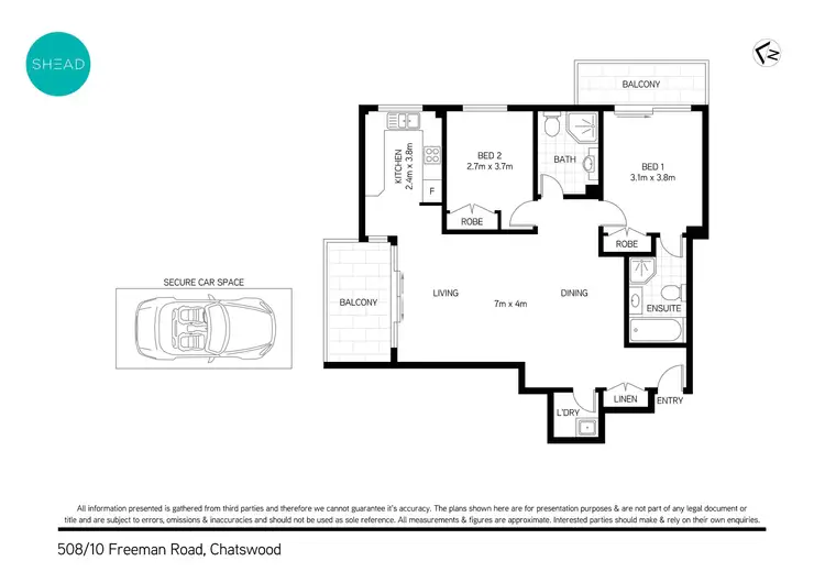 Floorplan of Homely apartment listing, 508/10 Freeman Road, Chatswood NSW 2067