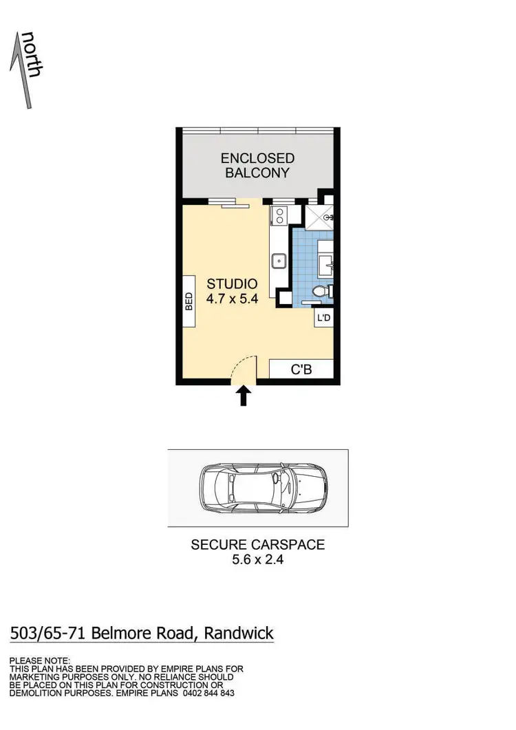 Floorplan of Homely studio listing, 503/65-71 Belmore Road, Randwick NSW 2031