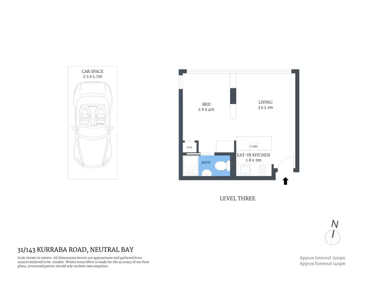 Floorplan of Homely studio listing, 31/143 Kurraba Road, Neutral Bay NSW 2089