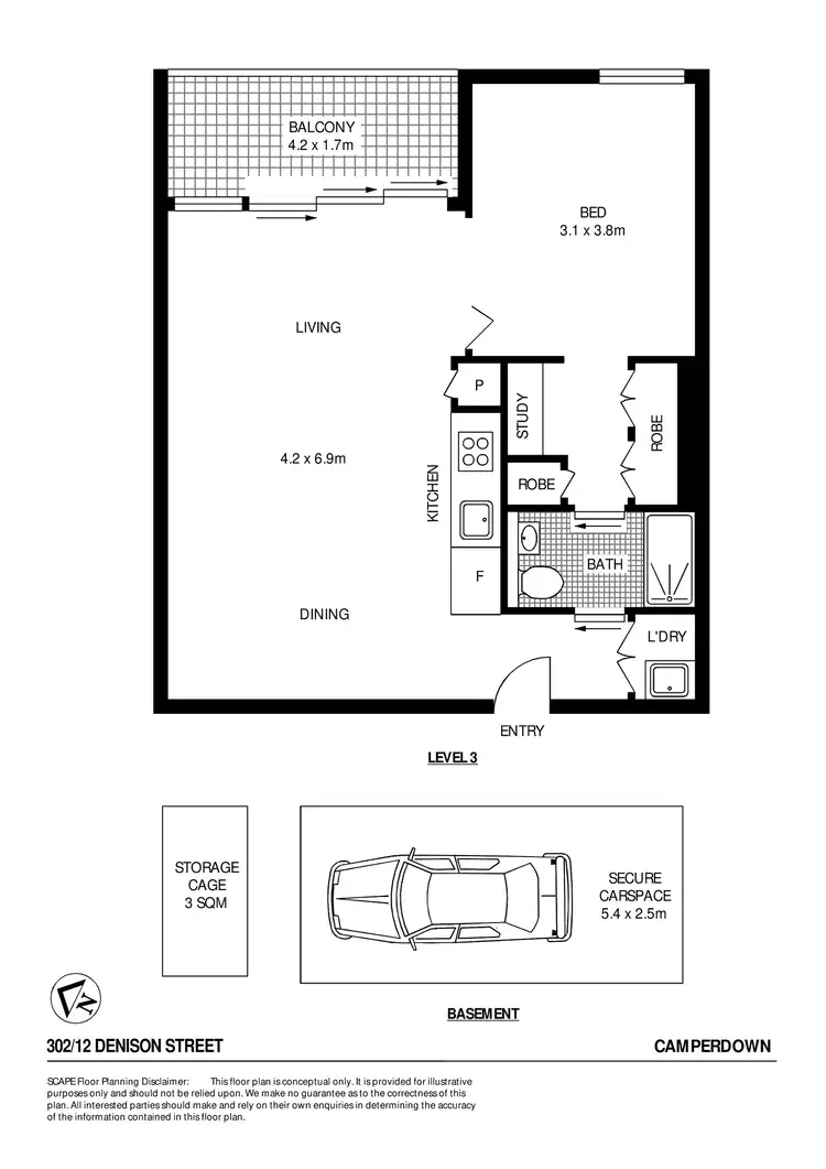 Floorplan of Homely apartment listing, 302/12 Denison Street, Camperdown NSW 2050