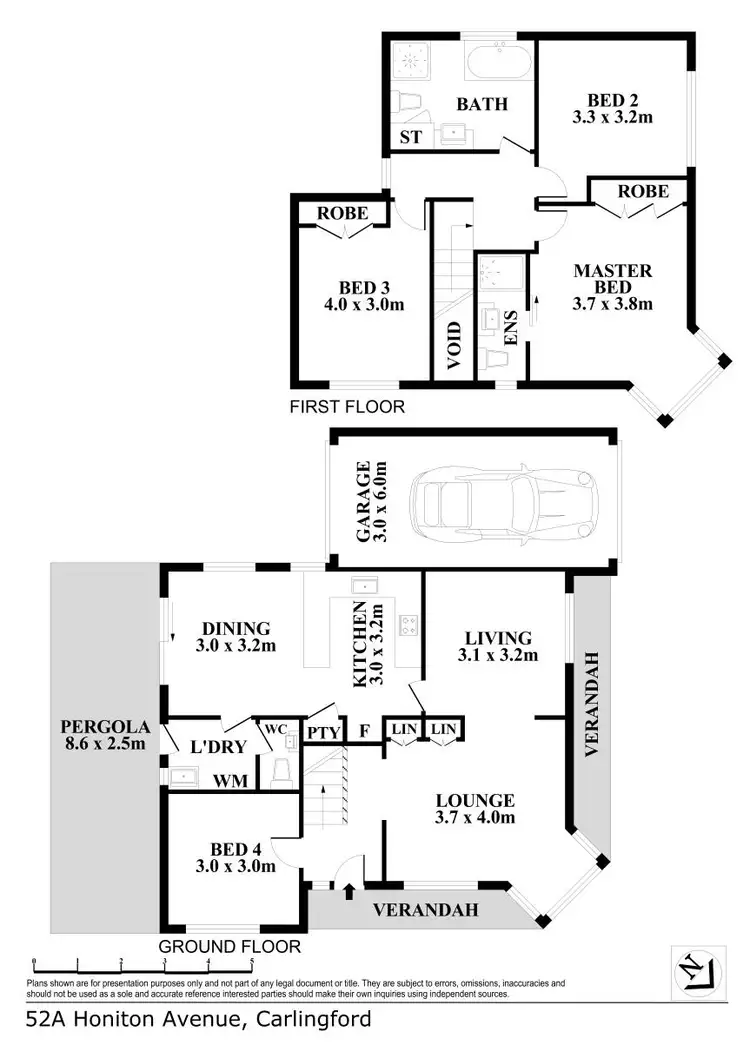 Floorplan of Homely semi-detached listing, 52A Honiton West Avenue, Carlingford NSW 2118