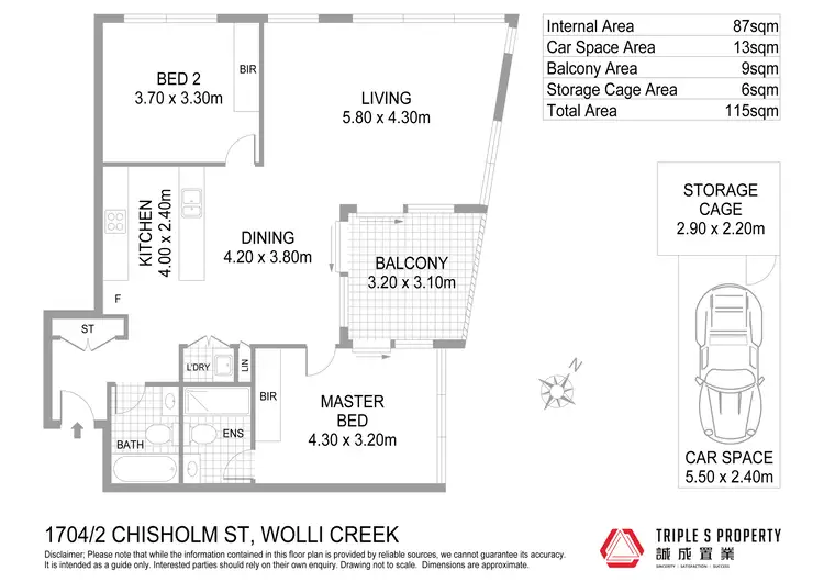 Floorplan of Homely apartment listing, 1704/2 Chisholm Street, Wolli Creek NSW 2205