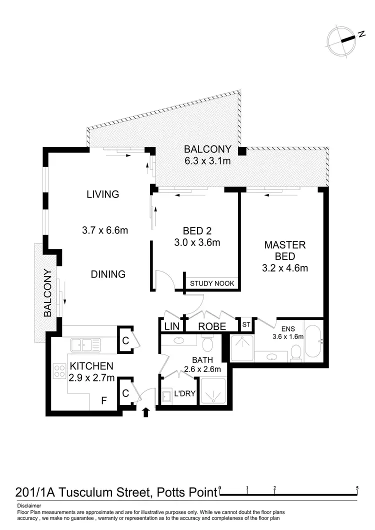 Floorplan of Homely unit listing, 201/1a Tusculum Street, Potts Point NSW 2011
