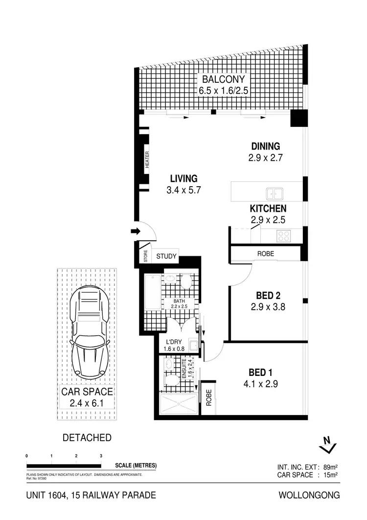 Floorplan of Homely unit listing, 1604/15 Railway Parade, Wollongong NSW 2500