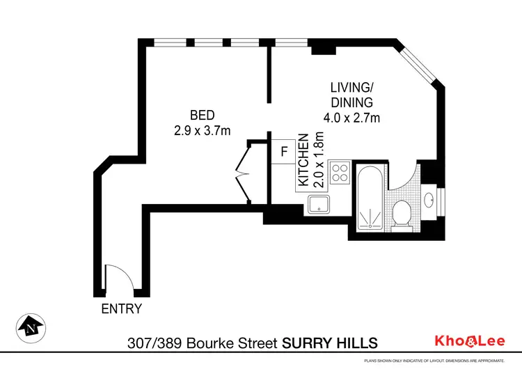 Floorplan of Homely apartment listing, 307/389 Bourke Street, Surry Hills NSW 2010