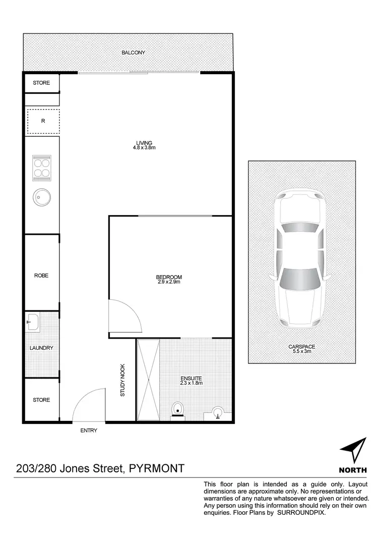 Floorplan of Homely apartment listing, 203/280 Jones Street, Pyrmont NSW 2009