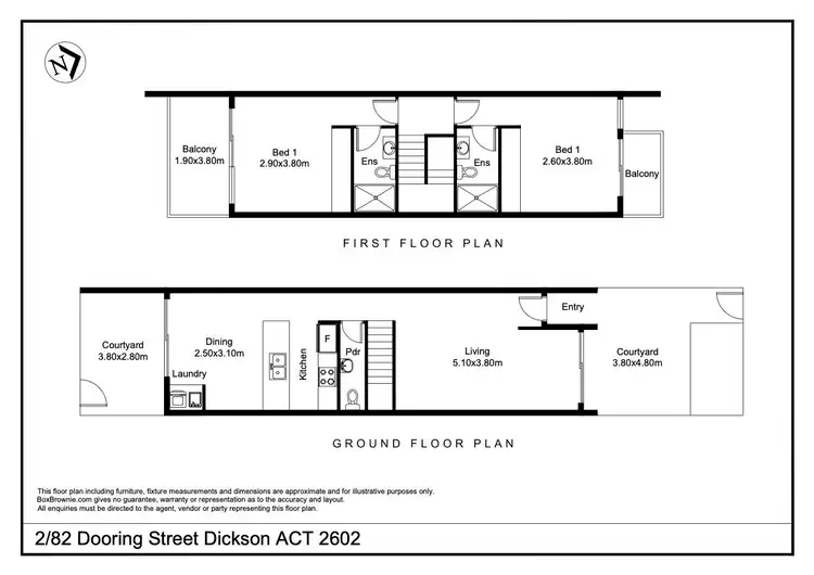 Floorplan of Homely townhouse listing, 2/82 Dooring Street, Dickson ACT 2602