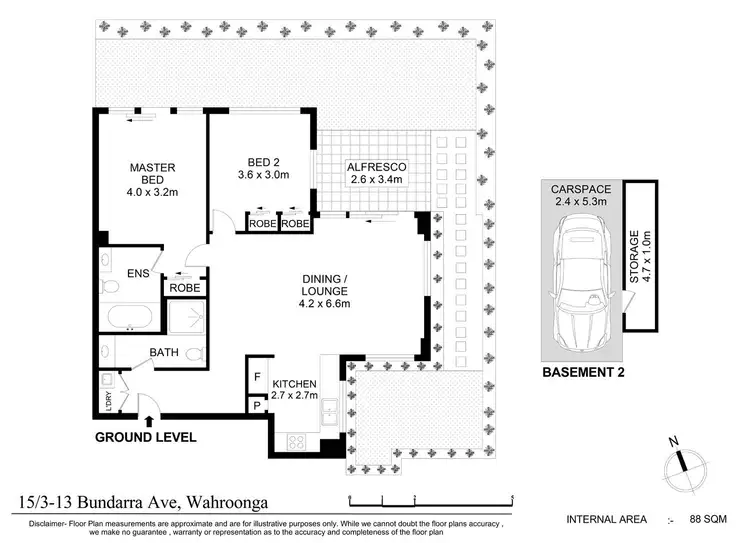 Floorplan of Homely unit listing, 15/3-13 Bundarra Avenue, Wahroonga NSW 2076