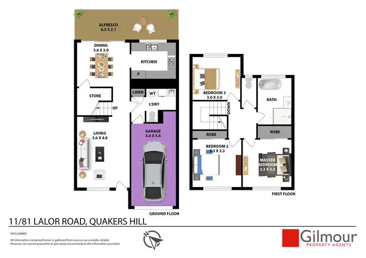 Floorplan of Homely townhouse listing, 11/81 Lalor Road, Quakers Hill NSW 2763