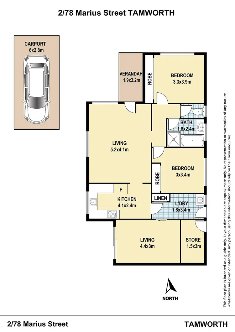 Floorplan of Homely unit listing, 2/78 Marius Street, Tamworth NSW 2340