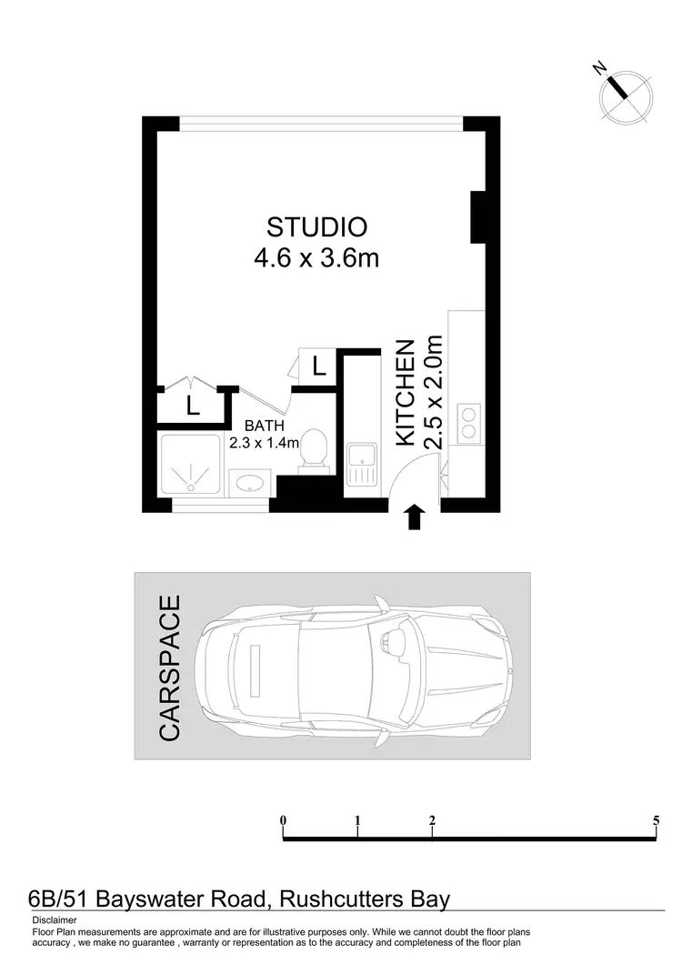 Floorplan of Homely studio listing, 6B/51-57 Bayswater Road, Rushcutters Bay NSW 2011