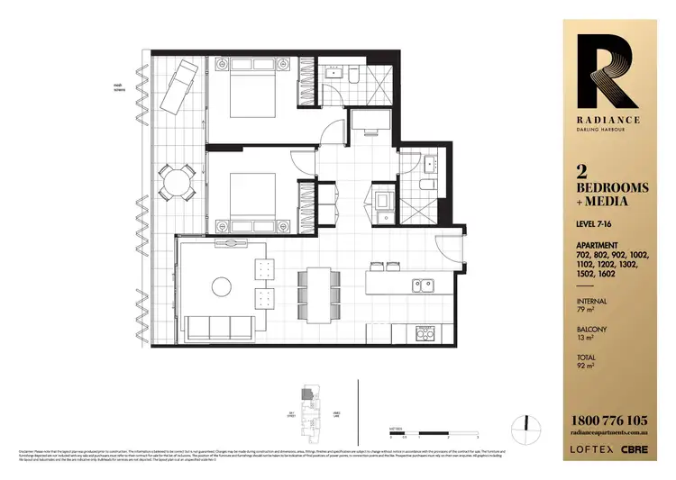 Floorplan of Homely apartment listing, 1602/188 Day Street, Sydney NSW 2000