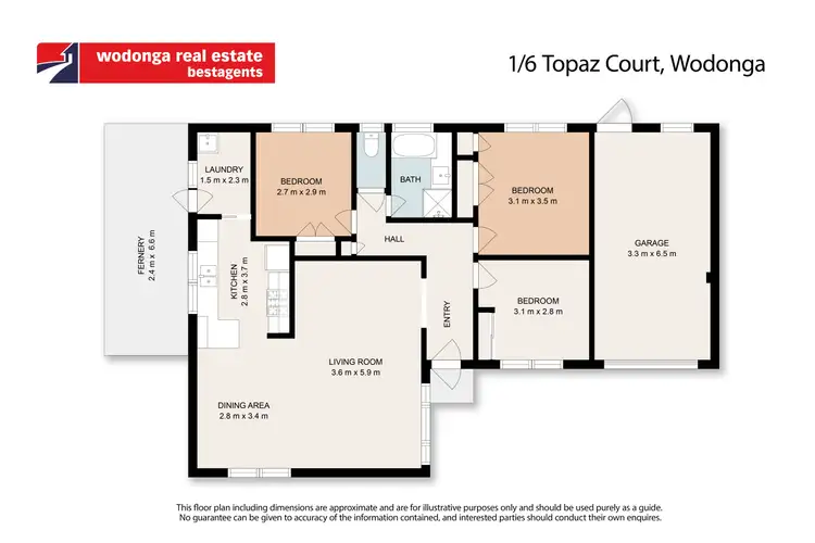 Floorplan of Homely unit listing, 1/6 Topaz Court, Wodonga VIC 3690