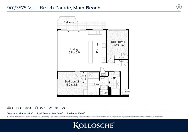 Floorplan of Homely apartment listing, 901/3575 Main Beach Parade, Main Beach QLD 4217