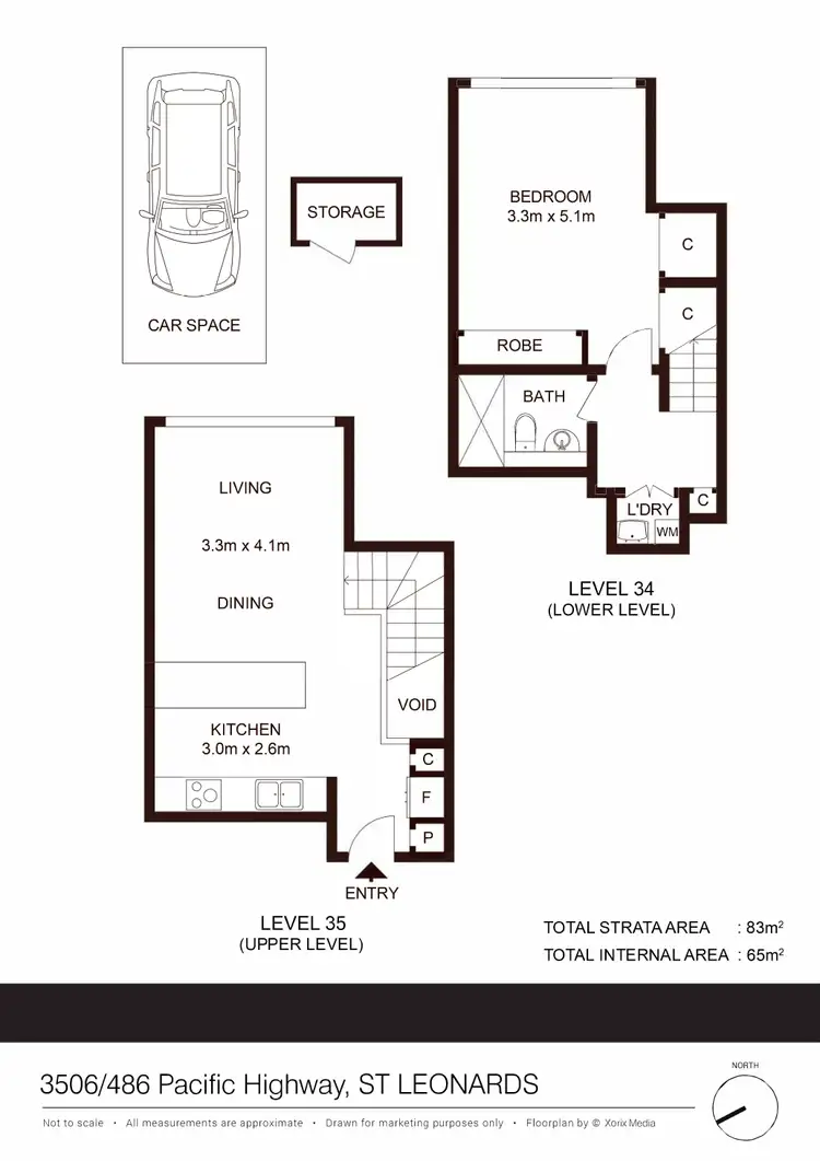 Floorplan of Homely apartment listing, 3506/486 Pacific Highway, St Leonards NSW 2065