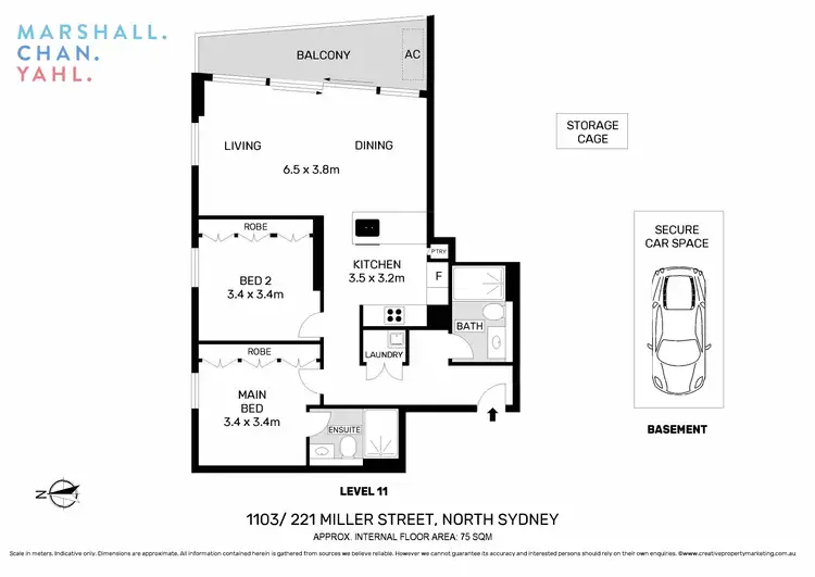 Floorplan of Homely apartment listing, 1103/221 Miller Street, North Sydney NSW 2060
