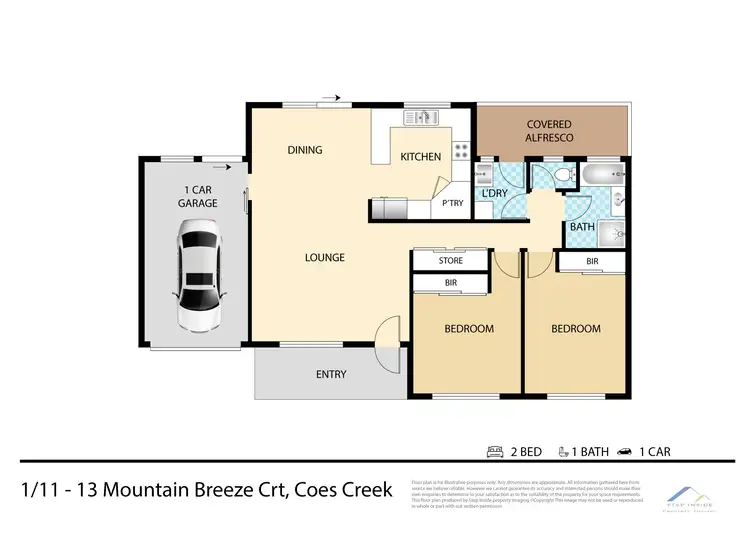 Floorplan of Homely unit listing, 1/11-13 Mountain Breeze Court, Coes Creek QLD 4560