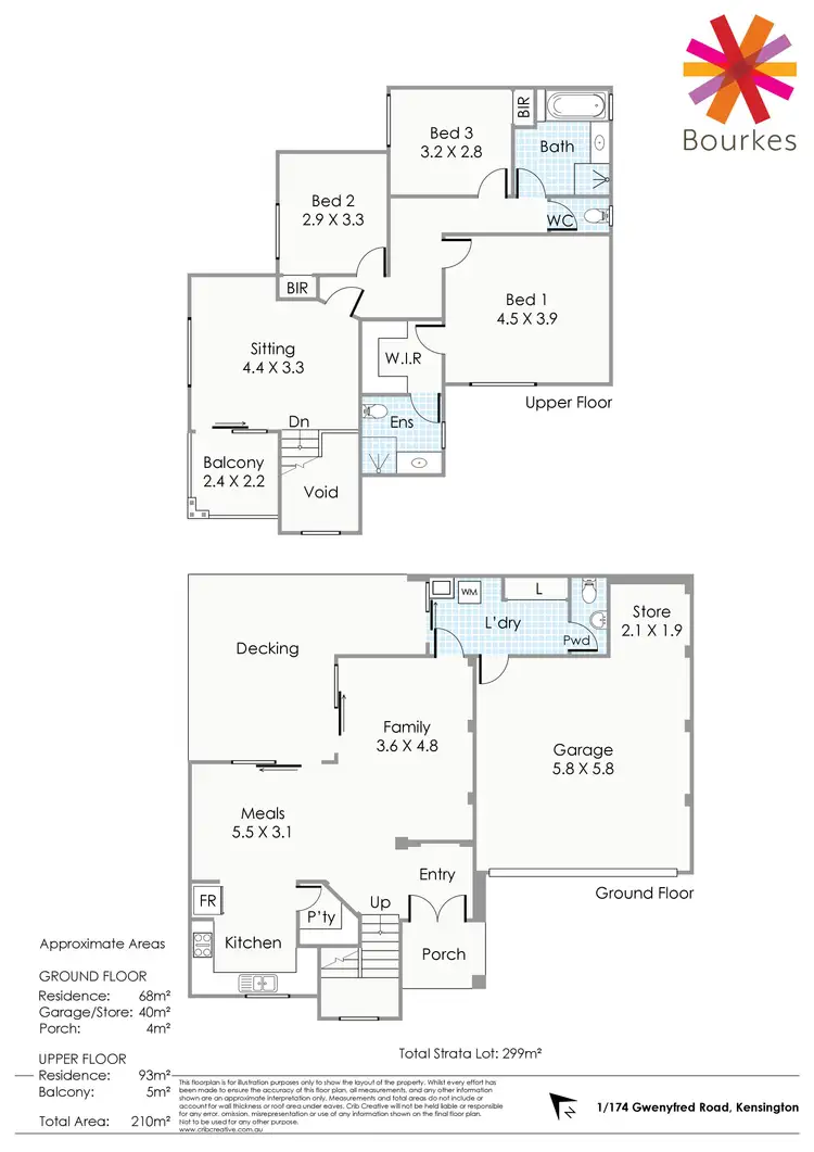Floorplan of Homely townhouse listing, 1/174 Gwenyfred Road, Kensington WA 6151