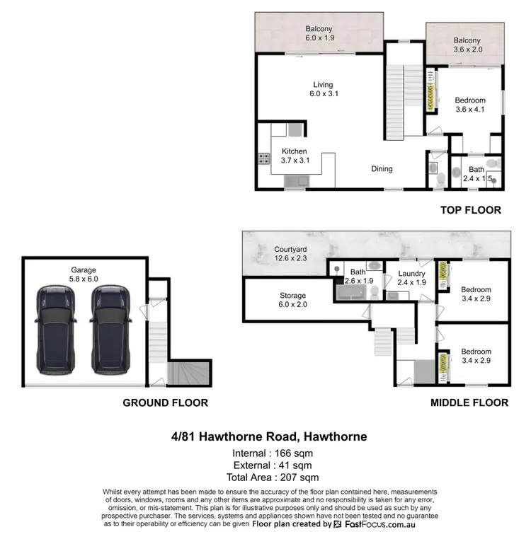 Floorplan of Homely townhouse listing, 4/81 Hawthorne Road, Hawthorne QLD 4171