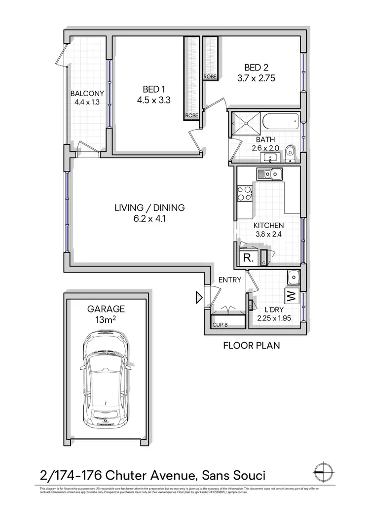 Floorplan of Homely apartment listing, 2/174 Chuter Avenue, Sans Souci NSW 2219