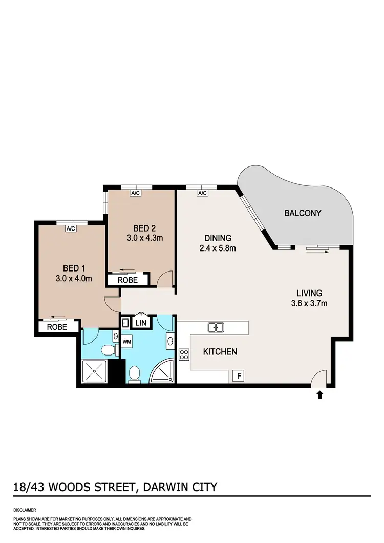Floorplan of Homely unit listing, 18/43-45 Woods Street, Darwin City NT 800