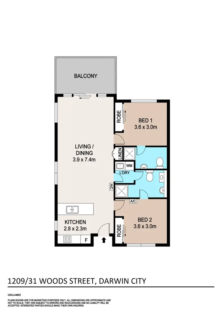 Floorplan of Homely unit listing, 1209/31 Woods Street, Darwin City NT 800