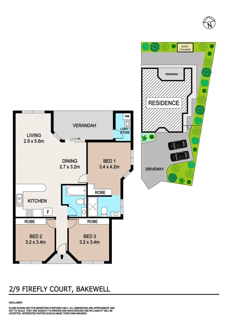 Floorplan of Homely semi-detached listing, 2/9 Firefly Court, Bakewell NT 832