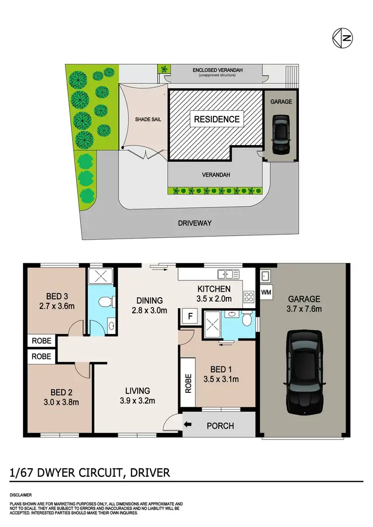 Floorplan of Homely semi-detached listing, 1/67 Dwyer Circuit, Driver NT 830