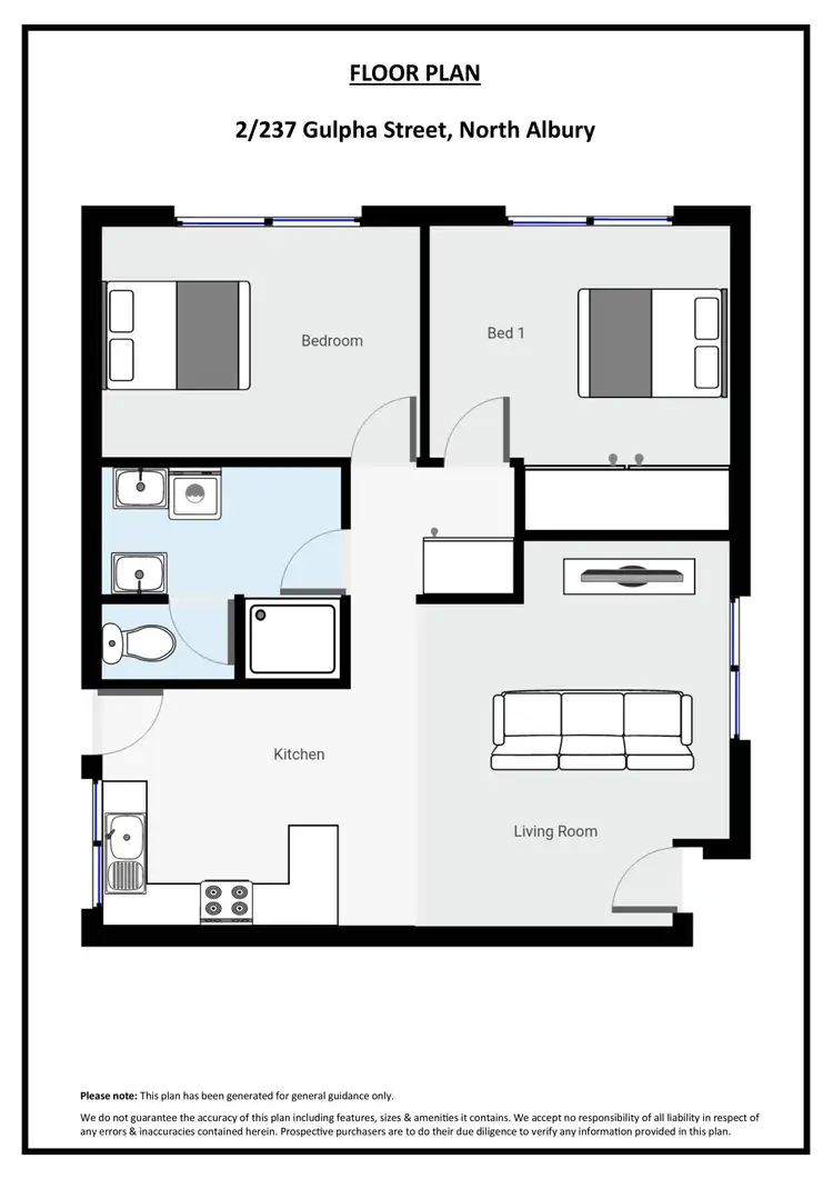 Floorplan of Homely unit listing, 2/237 Gulpha Street, North Albury NSW 2640
