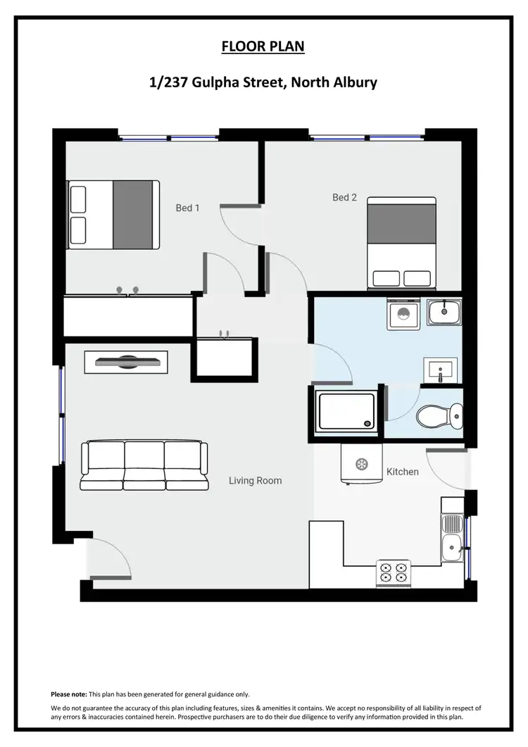 Floorplan of Homely unit listing, 1/237 Gulpha Street, North Albury NSW 2640