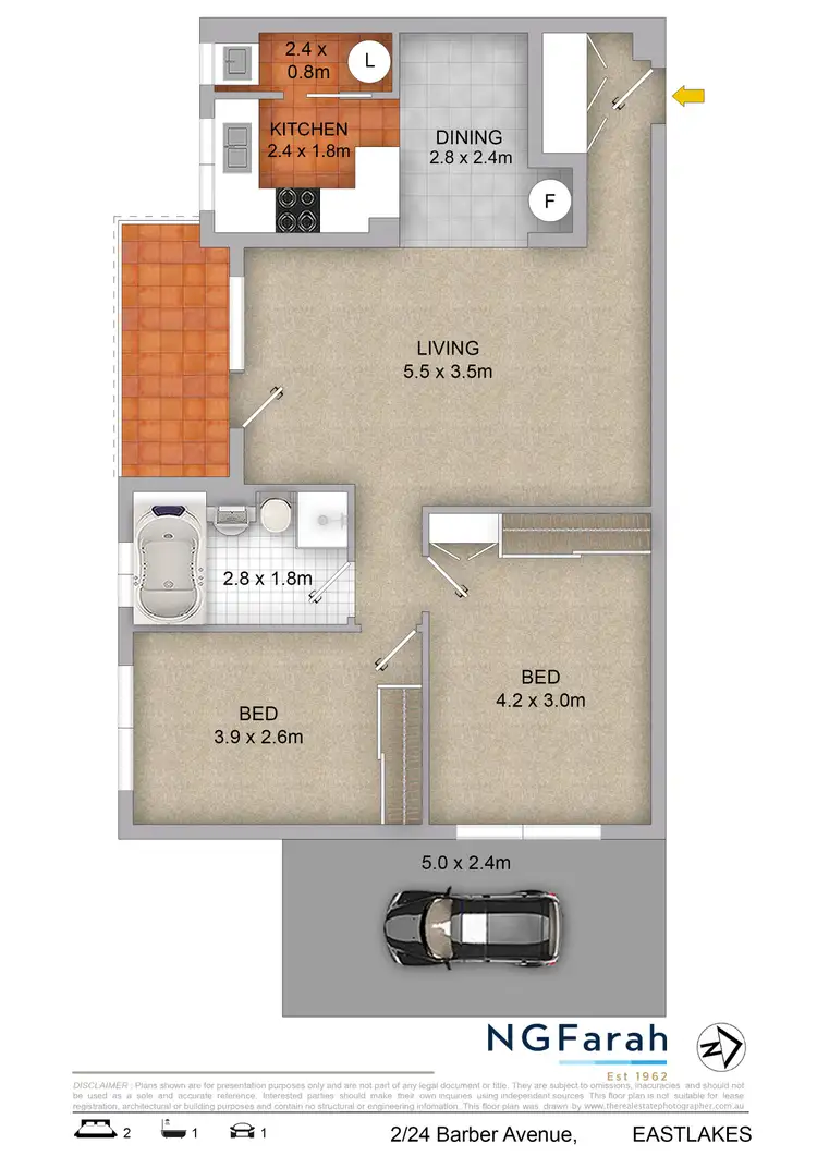 Floorplan of Homely apartment listing, 2/24 Barber Avenue, Eastlakes NSW 2018