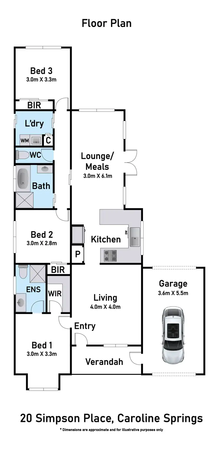 Floorplan of Homely house listing, 20 Simpson Place, Caroline Springs VIC 3023