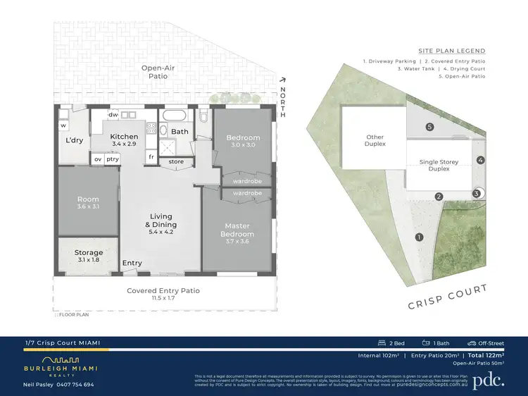 Floorplan of Homely semi-detached listing, 1/7 Crisp Court, Miami QLD 4220
