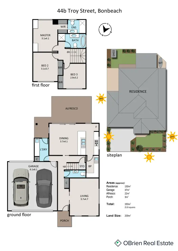 Floorplan of Homely townhouse listing, 44B Troy Street, Bonbeach VIC 3196