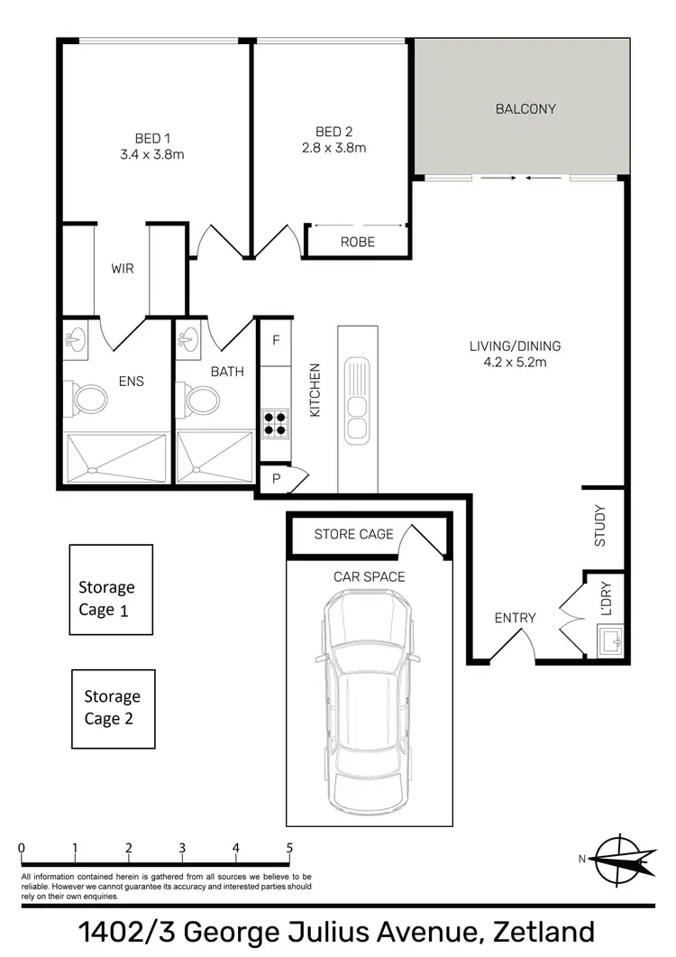 Floorplan of Homely apartment listing, 1402/3 George Julius Avenue, Zetland NSW 2017