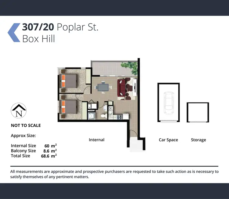 Floorplan of Homely apartment listing, 307/20 Poplar Street, Box Hill VIC 3128