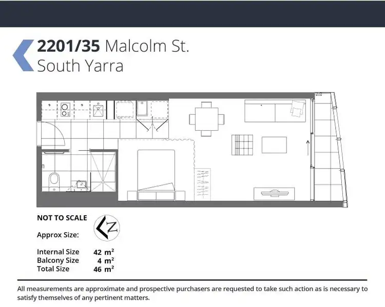 Floorplan of Homely apartment listing, 2201/35 Malcolm Street, South Yarra VIC 3141