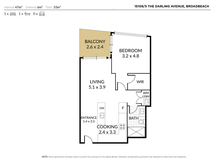 Floorplan of Homely apartment listing, 15109/5 The Darling Avenue, Broadbeach QLD 4218