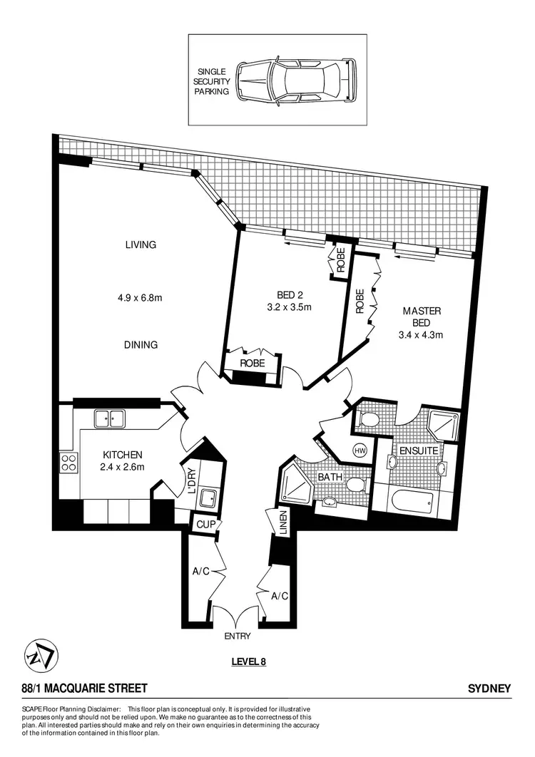 Floorplan of Homely apartment listing, 88/1 Macquarie Street, Sydney NSW 2000