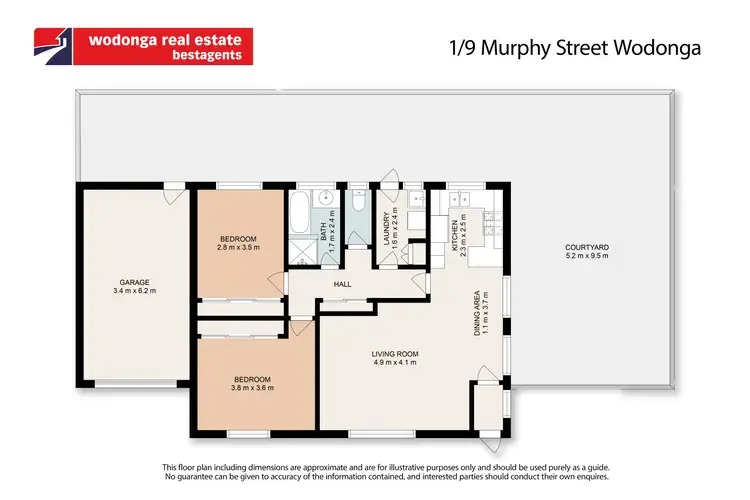 Floorplan of Homely unit listing, 1/9 Murphy Street, Wodonga VIC 3690