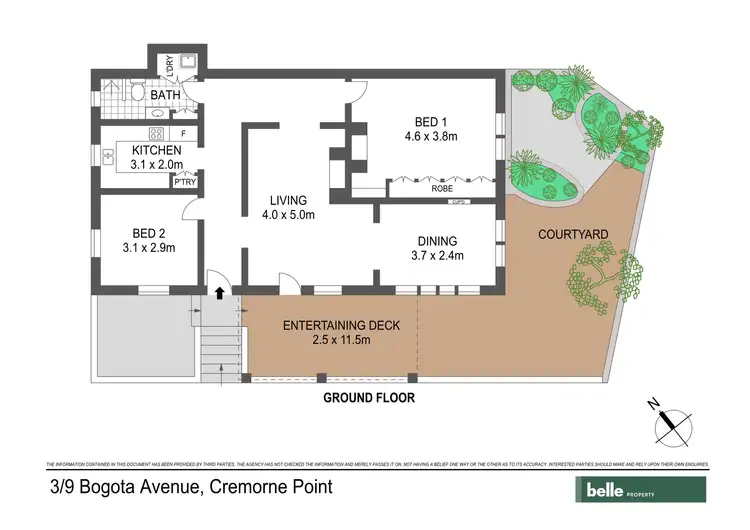 Floorplan of Homely apartment listing, 3/9 Bogota Avenue, Cremorne Point NSW 2090