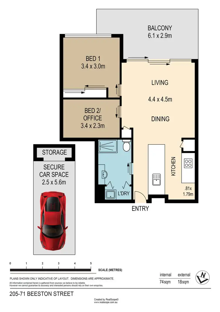 Floorplan of Homely apartment listing, 205/71 Beeston Street, Teneriffe QLD 4005