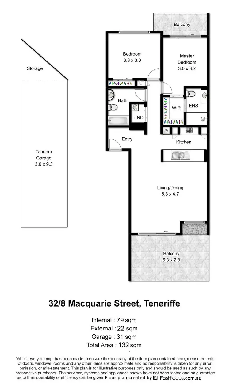 Floorplan of Homely apartment listing, 32/8 Macquarie Street, Teneriffe QLD 4005